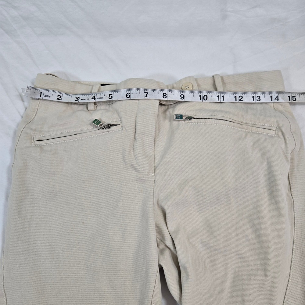 Loro‎ Piana Pants Womens 40 Beige Cotton Stretch Made in Italy Luxury Zipper Hem - Picture 9 of 15